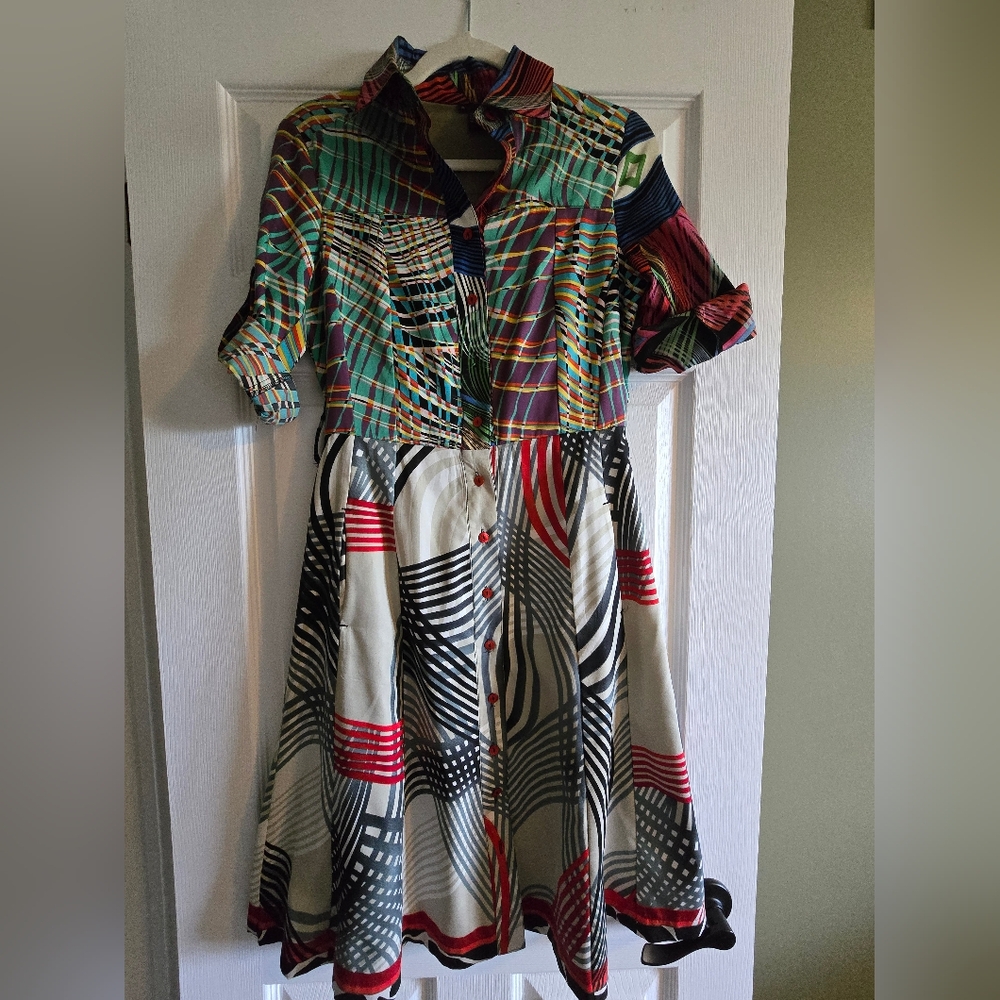 Desigual Multicolor Patterned Button-Up Dress, Size 36/S